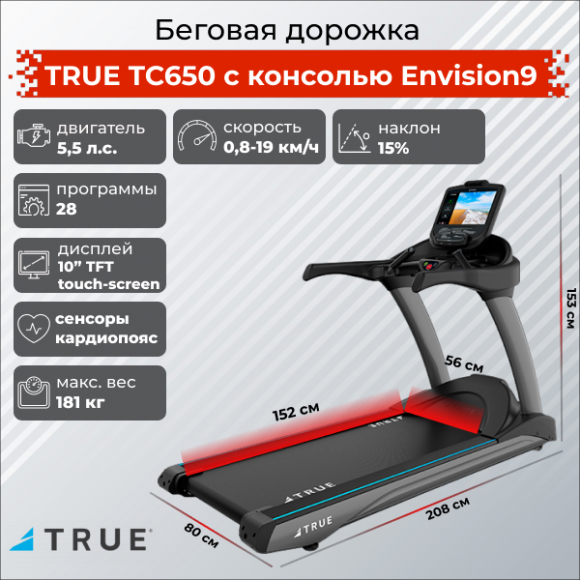 Беговая дорожка TRUE TC650 c консолью Envision9 Беговая дорожка TRUE TC650 c консолью Envision9